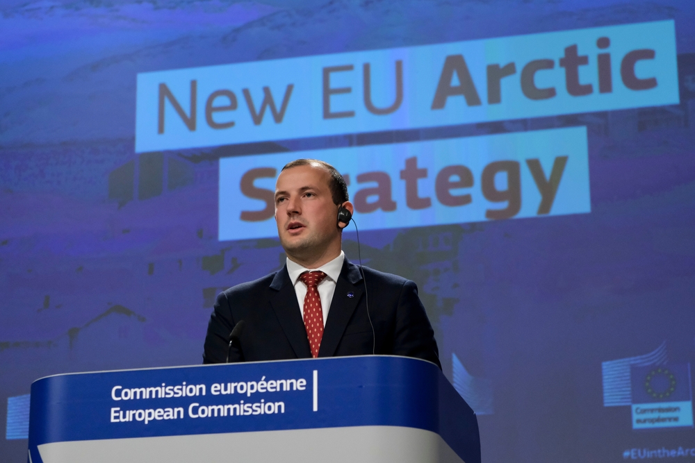 EU Environment, Oceans and Fisheries Commissioner Virginijus Sinkevicius gives a press conference on the new EU Arctic Strategy